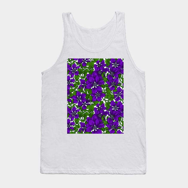 Purple Clematis vine on white Tank Top by katerinamk